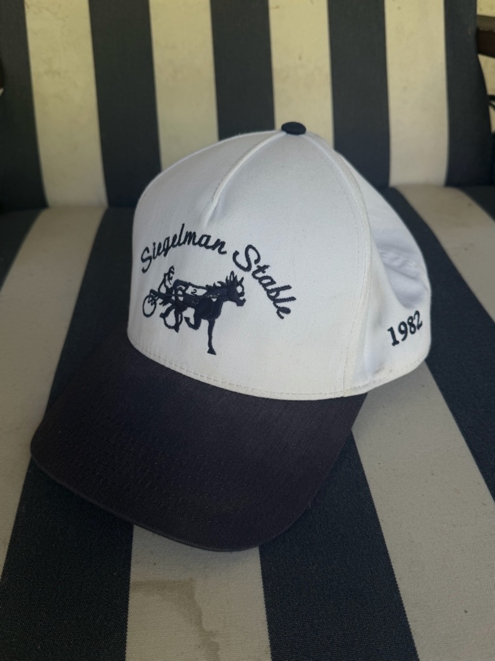 Siegelman Stable White and Navy Baseball Cap